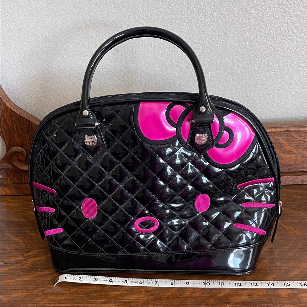 Hello Kitty Black and Pink Quilted Satchel